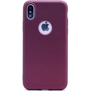 Case 4U Apple iPhone X Kılıf Klasik Mat Renkli Yumuşak Premier Silikon Mürdüm