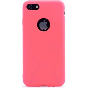 Case 4U Apple iPhone 8 Plus Kılıf Klasik Mat Renkli Yumuşak Premier Silikon Pembe