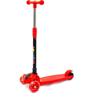 LED Işıklı 3 Tekerlekli Yükseklik Ayarlı Çocuk Scooter - Kırmızı