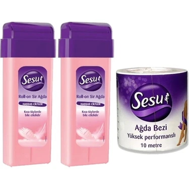 Sesu Roll-On Kartuş Ağda Hassas Ciltler 2X100ML + Sesu Ağda Bezi 10