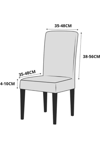 Bogda Kare Desenlı Likralı Yıkanabilir Sandalye Kılıfı Siyah Renk| Sandalye Örtüsü 6'lı