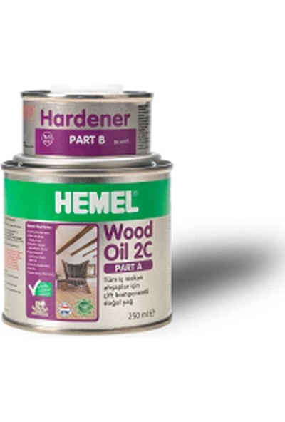 Hemel Wood Oil 2c-Ahşaplar Için Çift Komponentli Yağ Clear ŞEFFAF-0,300 Lt