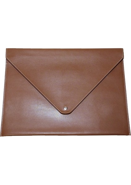 A4 130-8 Suni Deri Çıtçıtlı Zarf Çanta Taba