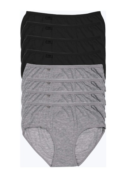 Kadın Siyah Gri 8'li Paket Likralı Bato Külot