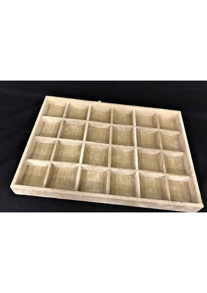 Yerli Süet Kahve 24 Bölmeli Kolye Ucu Servis Tablası (Aydındecor)