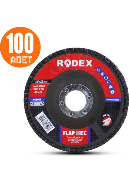 Avuç Içi Taşlama Flap Disk Zımpara 115 mm 100 Kum (100 Adet)