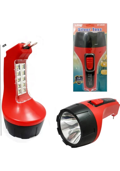 Silver Toss El Feneri Şarjlı 1W+10SMD LED ST-9938