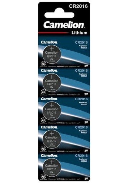 Camelion 5 Adet Cr 2016 Lithium Batery 3V 5'li Paket Gp CR2016 3V Lityum Para Pil 5'li Kartela