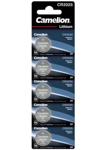 Camelion 1 Kart 5AD 5 Adet CR2025 Cr 2025 Yassı Düğme Para Bios Pili Araç Alarm Kepenk Kumanda Pil
