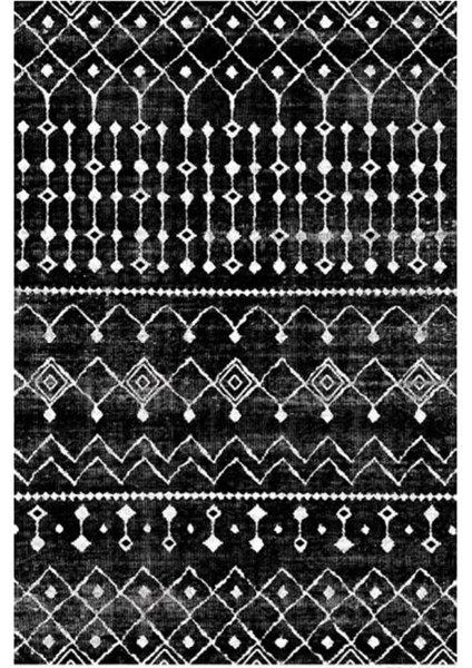 Gloria TD86201 Siyah Iskandinav Tarzı Dokuma Saçaklı Kilim