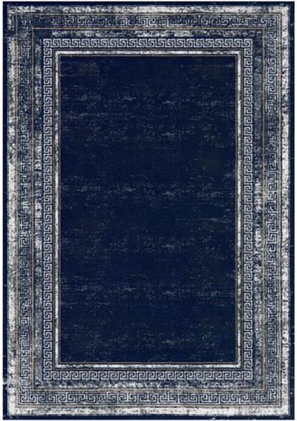 Gloria TD67301 Lacivert Art Deco Versace Desen Dokuma Saçaklı Kilim