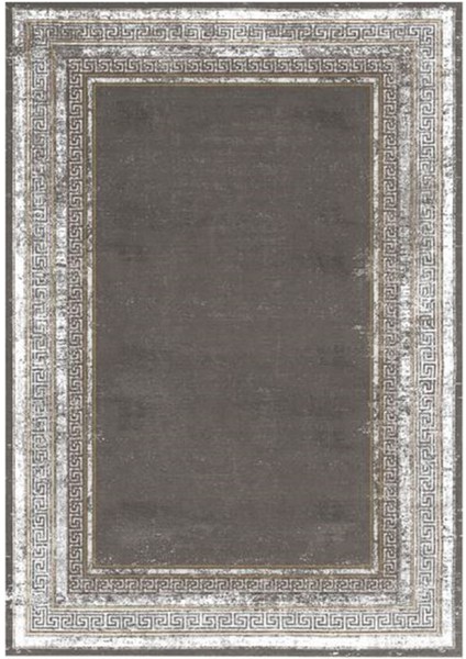 Gloria TD67303 Gri Art Deco Versace Desen Dokuma Saçaklı Kilim