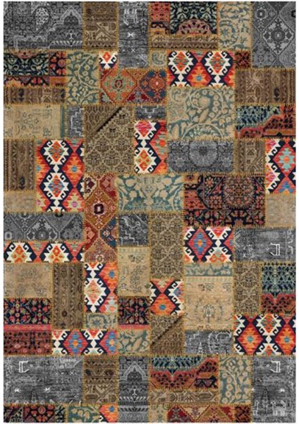 Gloria TD756 Multi Patchwork Desen Dokuma Saçaklı Kilim