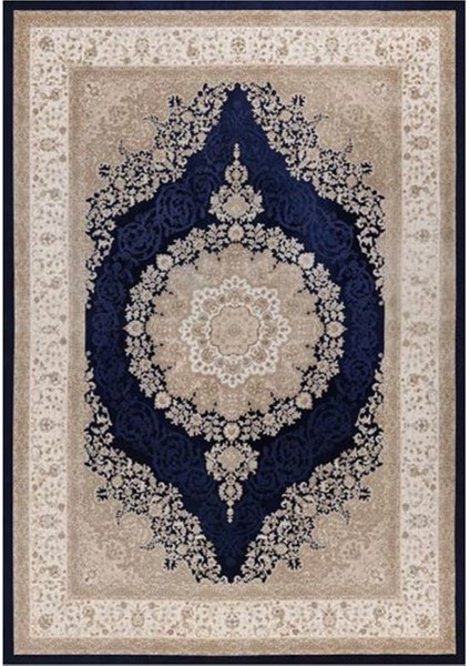 Gloria TD328 Lacivert Klasik Desen Dokuma Saçaklı Kilim
