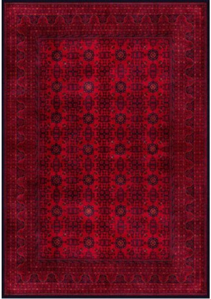 Gloria TD410 Bordo Afgan Desen Dokuma Saçaklı Kilim