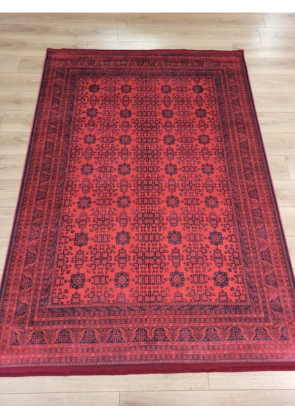 Gloria TD410 Bordo Afgan Desen Dokuma Saçaklı Kilim