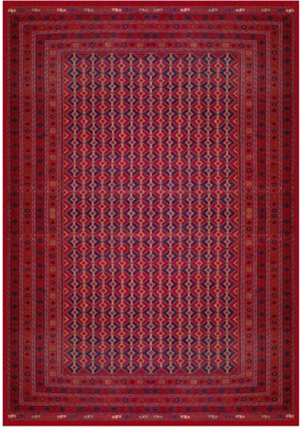 Gloria TD754 Bordo Afgan Desen Dokuma Saçaklı Kilim