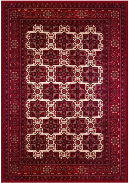 Gloria TD722 Bordo Afgan Desen Dokuma Saçaklı Kilim