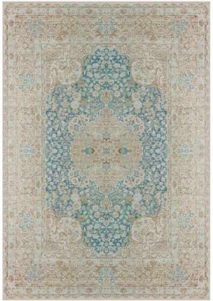 Gloria TD752 Mavi Klasik Desen Dokuma Saçaklı Kilim