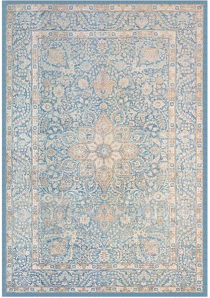 Gloria TD753 Mavi Klasik Desen Dokuma Saçaklı Kilim
