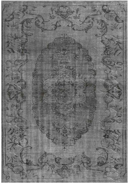 Gloria TD131 Gri Vintage Eskitme Desen Dokuma Saçaklı Kilim