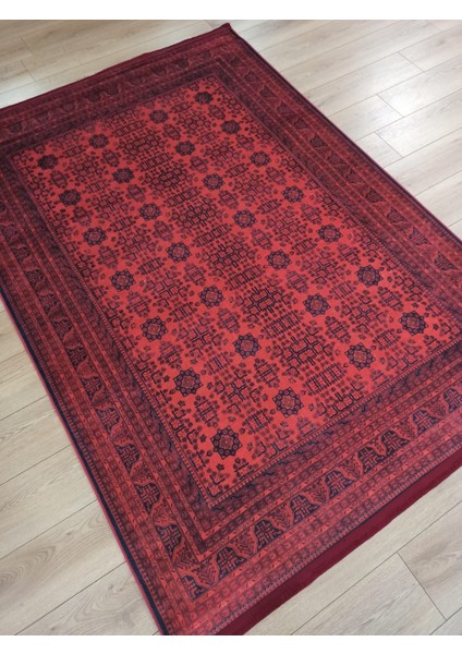 Gloria TD410 Bordo Afgan Desen Dokuma Saçaklı Kilim