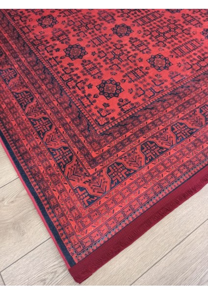 Gloria TD410 Bordo Afgan Desen Dokuma Saçaklı Kilim