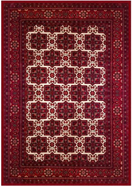 Gloria TD722 Bordo Afgan Desen Dokuma Saçaklı Kilim