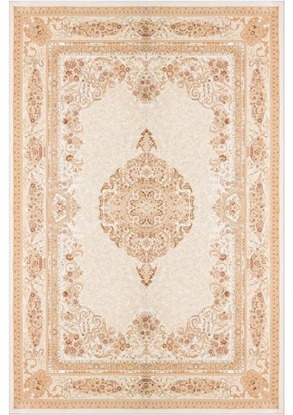 Gloria TD688 Bej Klasik Desen Dokuma Saçaklı Kilim