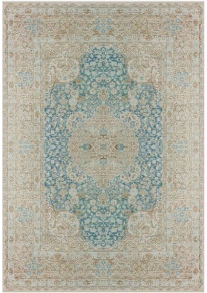 Gloria TD752 Mavi Klasik Desen Dokuma Saçaklı Kilim