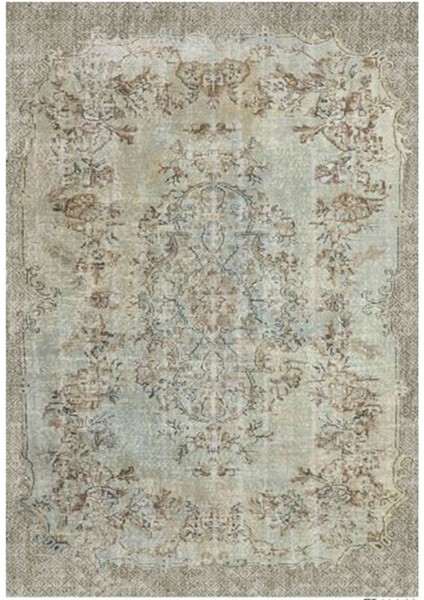 Gloria TD116 Bej Vintage Eskitme Desen Dokuma Saçaklı Kilim