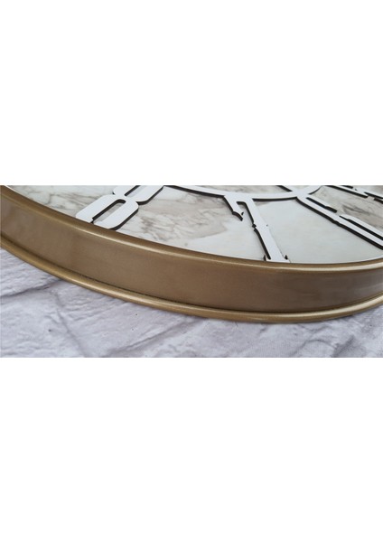 altın(Gold) Renkli Metal Kasalı Mermer Desenli Duvar Saati ( Çap 50 cm -Çap 80 cm )