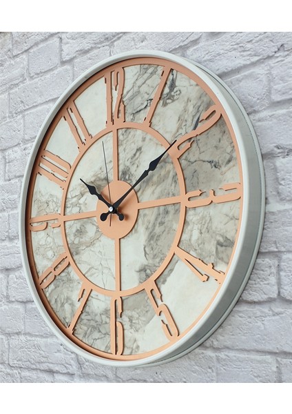 Beyaz Metal Kasalı Mermer Desenli Duvar Saati ( Çap 50 cm -Çap 80 cm ) fiyatları