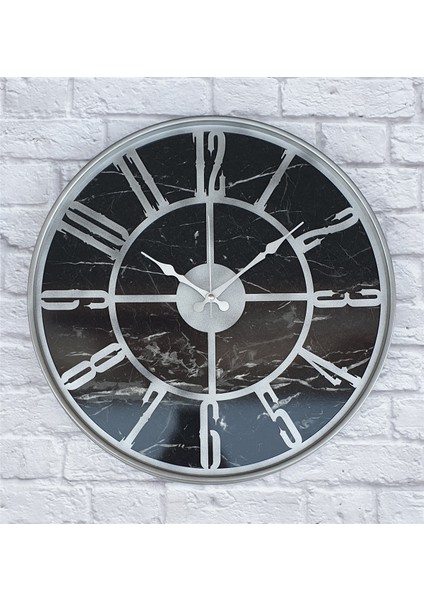 Gri Metal Kasalı Mermer Desenli Duvar Saati ( Çap 50 cm -Çap 80 cm ) fiyatları