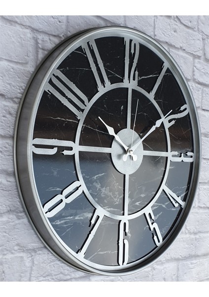 Gri Metal Kasalı Mermer Desenli Duvar Saati ( Çap 50 cm -Çap 80 cm ) modelleri