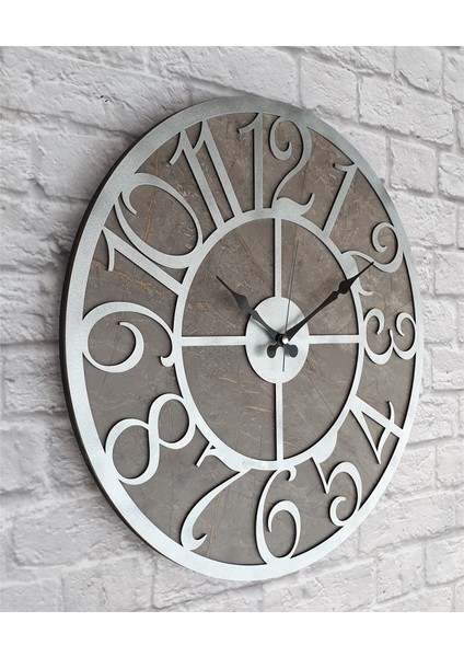 Mermer Desenli Duvar Saati Çap 50 Cm-Çap 80 cm modelleri