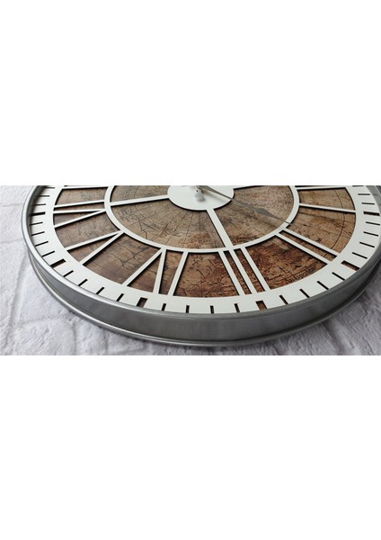 Gri Metal Kasalı Eski Dünya Haritalı Duvar Saati (Çap 50 cm - 80 cm )