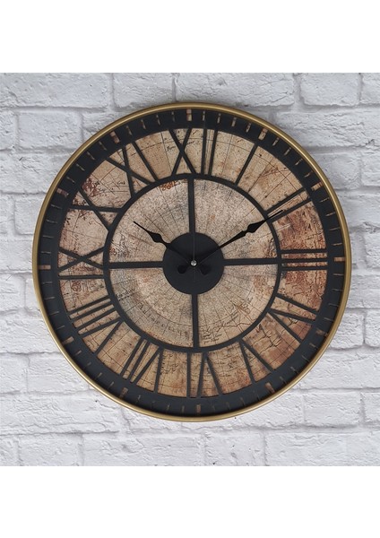 Altın(Gold) Renk Metal Kasalı Eski Dünya Haritalı Duvar Saati (Çap 50 cm - 80 cm ) fiyatları