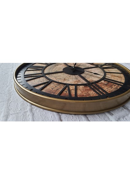 Altın(Gold) Renk Metal Kasalı Eski Dünya Haritalı Duvar Saati (Çap 50 cm - 80 cm ) fırsatları