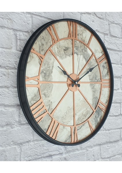 Siyah Metal Kasalı Mermer Desenli Duvar Saati ( Çap 50 cm -Çap 80 cm ) fiyatları