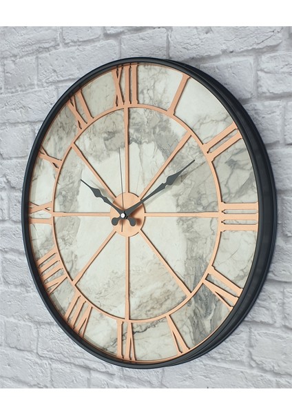 Siyah Metal Kasalı Mermer Desenli Duvar Saati ( Çap 50 cm -Çap 80 cm ) fırsatları