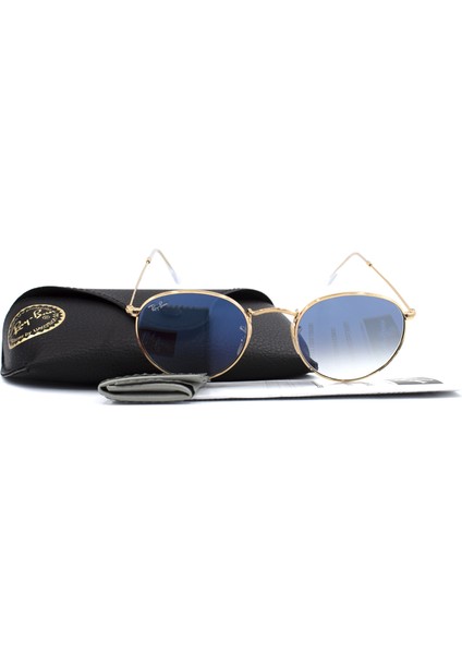3447-N 001/3F 50 ROUND METAL Unisex GOLD Yuvarlak Çerçeve Güneş Gözlüğü