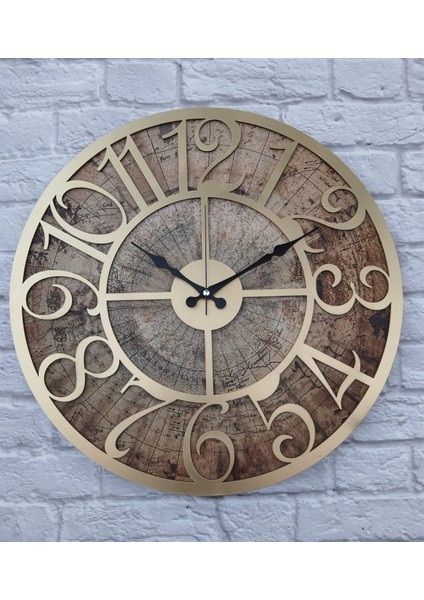 Eski Dünya Haritalı Duvar Saati 50 x 80 cm fiyatları