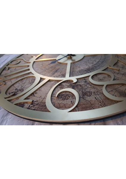 Eski Dünya Haritalı Duvar Saati 50 x 80 cm modelleri