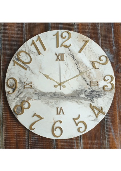 Mermer Desenli Duvar Saati 50 x 80 cm