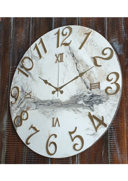 Mermer Desenli Duvar Saati 50 x 80 cm modelleri