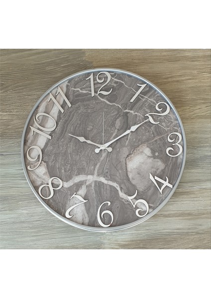 Gri Metal Kasalı Mermer Desenli Ayna Rakamlı Duvar Saati ( Çap 50 cm - 80CM ) fiyatları