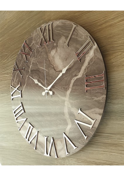 Mermer Desenli Duvar Saati ( Çap 50 cm - 80 cm )