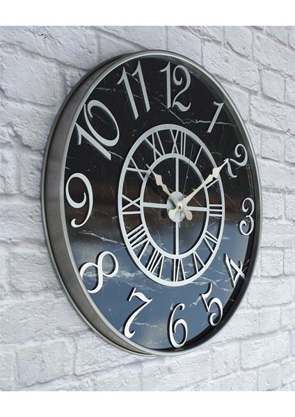 Metal Kasalı Mermer Desenli Duvar Saati 50 x 80 cm