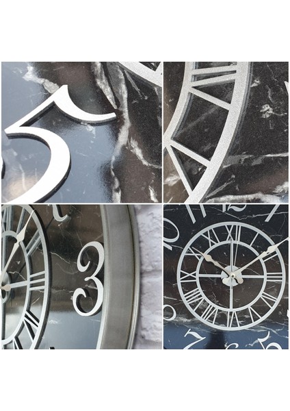 Metal Kasalı Mermer Desenli Duvar Saati 50 x 80 cm
